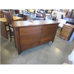 NEW SOLID PINE BRACKENDALE 6 DRAWER DRESSER WITH FITTED DRAWER BOXES, IN CHOCOLATE CHERRY STAIN, DOV