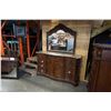 Image 1 : ASHLEY MILLENIUM FLOOR MODEL DRESSER WITH STONE TOP AND MIRROR, RETAIL $1899