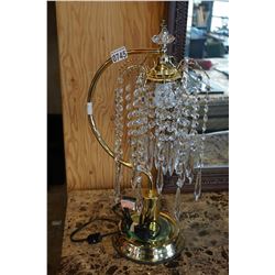 BRASS AND CRYSTAL LAMP