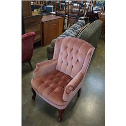 PINK WINGBACK BUTTON ARMCHAIR