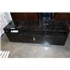 Image 2 : ASHLEY FLOOR MODEL ULTRA MODERN DARK WOOD GRAIN TV CABINET, WITH STORAGE, RETAIL $1699