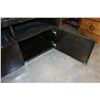 Image 3 : ASHLEY FLOOR MODEL ULTRA MODERN DARK WOOD GRAIN TV CABINET, WITH STORAGE, RETAIL $1699