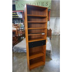 TEAK W/ BLACK DRAWERS BOOKSHELF