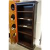 Image 1 : ASHLEY FLOOR MODEL DARK MAHOGANY FINISH OPEN 6 FOOT BOOKSHELF, RETAIL $399