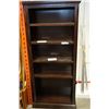 Image 2 : ASHLEY FLOOR MODEL DARK MAHOGANY FINISH OPEN 6 FOOT BOOKSHELF, RETAIL $399
