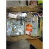 Image 2 : BOX LOT OF KIDS BOOKS, KNIVES, CRYSTAL DECANTER BOTTLE TOPS