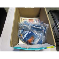 BOX OF HOCKEY CARDS BECKETTS PLAYMOBIL FIGURES