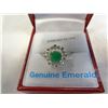 Image 2 : STERLING SILVER 6MM GENUINE 1CT EMERALD AND CZ RING SIZE 6.75 - RETAIL $300