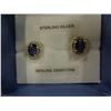 Image 2 : STERLING SILVER 7 x 5MM GENUINE SAPPHIRE EARRINGS - RETAIL $200