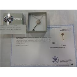 STERLING SILVER CZ KEY LOCKET PENDENT W/ CHAIN W/ APPRAISAL $300