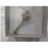Image 3 : STERLING SILVER CZ KEY LOCKET PENDENT W/ CHAIN W/ APPRAISAL $300