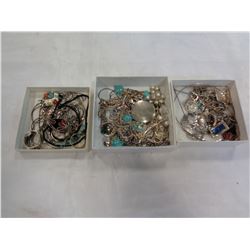 3 TRAYS OF STERLING JEWELLERY ETC