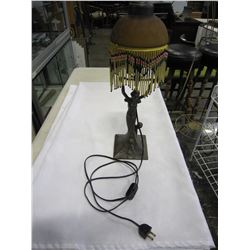 BRONZE AND STAINED GLASS LAMP