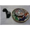 Image 1 : 2 PORCELAIN BRASS EASTERN BOWLS AND STONE BEAR