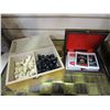 Image 2 : ETCHED METAL CHESS BOARD, WOOD FIGURES, AND CARDS