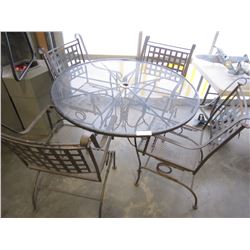 METAL PATIO TABLE AND 4 CHAIRS