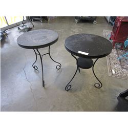 2 BLACK METAL PATIO TABLES