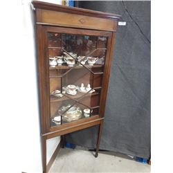 INLAID CORNER CURIO CABINET