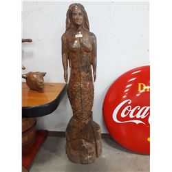 SIX FOOT CARVED MERMAID FIGURE