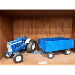 FORD 8000 BLUE METAL TRACTOR WITH WAGON