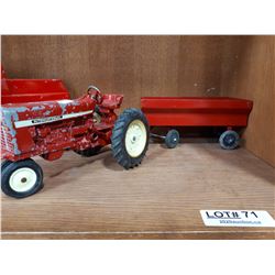 RED METAL INTERNATIONAL TRACTOR WITH WAGON