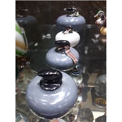 FOUR BENEAGLES CURLING STONE DECANTERS