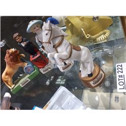 FOUR SKI COUNTRY MINIATURE CERAMIC DECANTERS