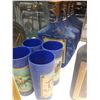 Image 1 : FIVE BLUE JIM BOTTLES WITH FOUR MATCHING GLASSES