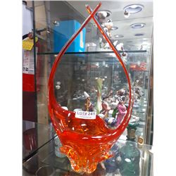 ORANGE ART GLASS BASKET