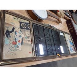 SMALL MIRROR WITH ASIAN ART PANELS