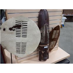 THREE PIECES AFRICAN DECOR