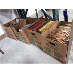 FOUR BOXES OF RECORD SETS, 9MM ETC.