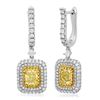 18k Two Tone Gold 3.00CTW Diamond Earrings, (VS1/G/Fancy Yellow)
