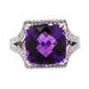 Image 2 : 8.67 ctw Amethyst and Diamond Ring - 14KT White Gold