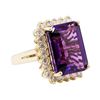 14.01 ctw Amethyst And Diamond Ring - 14KT Yellow Gold