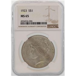 1923 $1 Peace Silver Dollar Coin NGC MS65