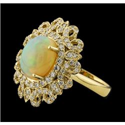 2.85 ctw Opal and Diamond Ring - 14KT Yellow Gold