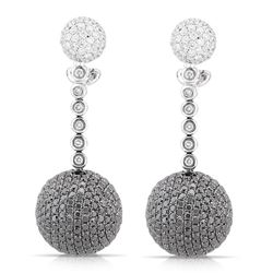 18k White Gold 6.34CTW Diamond and Black Diamondsand Brown Diamonds Earrings, (V