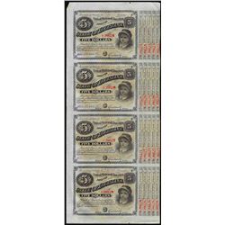 Uncut Sheet of (4) State of Louisiana Baby Bond Obsolete Notes