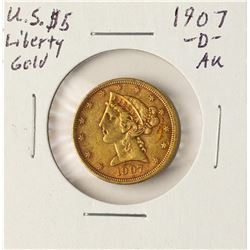 1907-D $5 Liberty Head Half Eagle Gold Coin