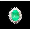 Image 2 : GIA Cert 10.05 ctw Emerald and Diamond Ring - 14KT White Gold