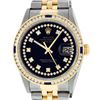 Image 2 : Rolex Mens 2 Tone 14K Black String Diamond & Sapphire Diamond Datejust Wristwatc