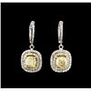 4.08 ctw Fancy Yellow Diamond Earrings - 14KT White and Yellow Gold