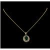 Image 1 : 3.20 ctw Emerald and Diamond Pendant With Chain - 14KT Yellow Gold