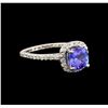 14KT White Gold 1.11 ctw Tanzanite and Diamond Ring