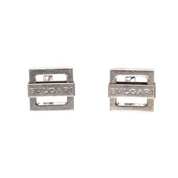 Bvlgari Sterling Silver 925 Square Logo Cufflinks