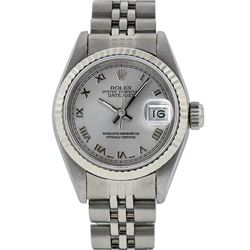 Rolex Ladies Stainless Steel Silver Roman 26MM Datejust Wristwatch