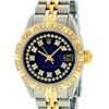 Image 1 : Rolex Ladies 2 Tone 14K Blue Vignette String Pyramid Diamond Datejust Wristwatch