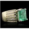 Image 1 : 10KT Two-Tone Gold 4.31 ctw Emerald and Diamond Ring