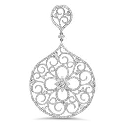 14k White Gold 1.38CTW Diamond Pendant, (SI3-I1/F-G)